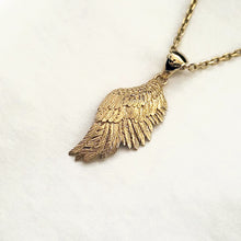 Load image into Gallery viewer, 18k 14k gold angel wing necklace pendant 1 Large for men and women
