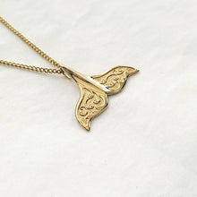Load image into Gallery viewer, 14k 18k gold women&#39;s whale tail pendant necklace
