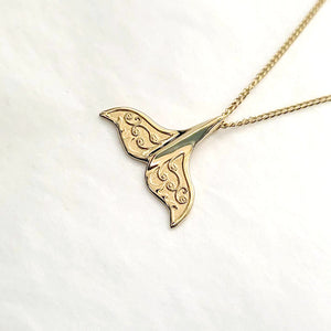 14k 18k gold whale tail necklace pendant 2 for women